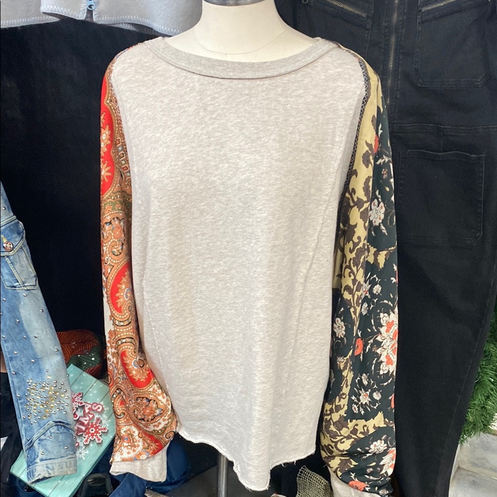Free People silk sleeve sweatshirt - Picture 1 of 1